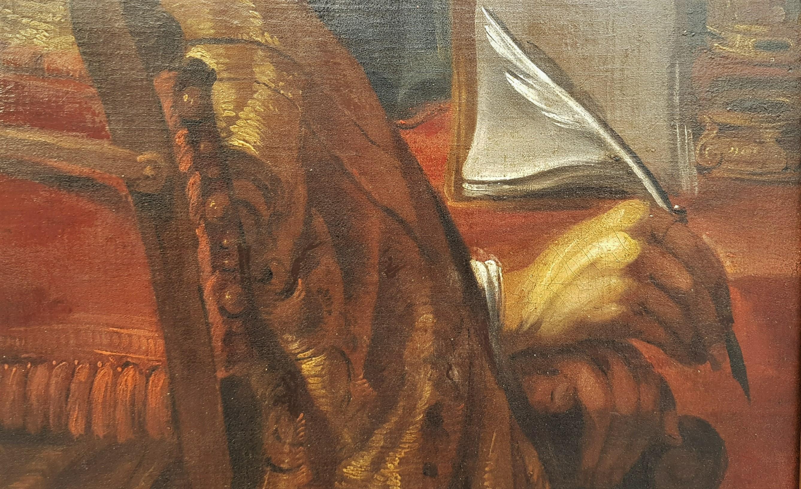 Religiöses Gemälde, VIGNON Caravaggio, Anhänger, Ölgemälde, Saint Gregory, 17. 18. Jahrhundert im Angebot 1