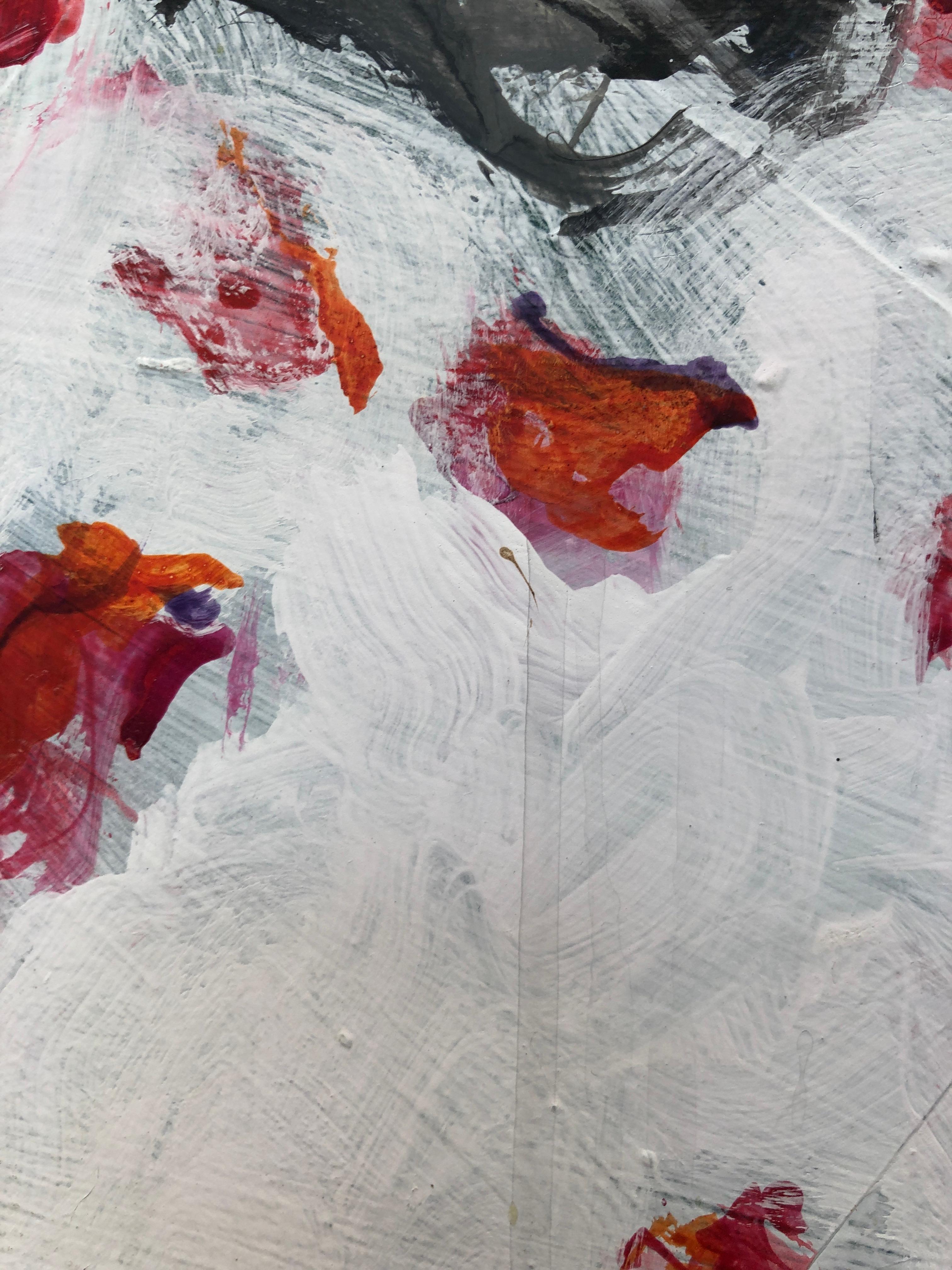 Rose di neve - Abstract Painting Grigio di Claude Voutat
