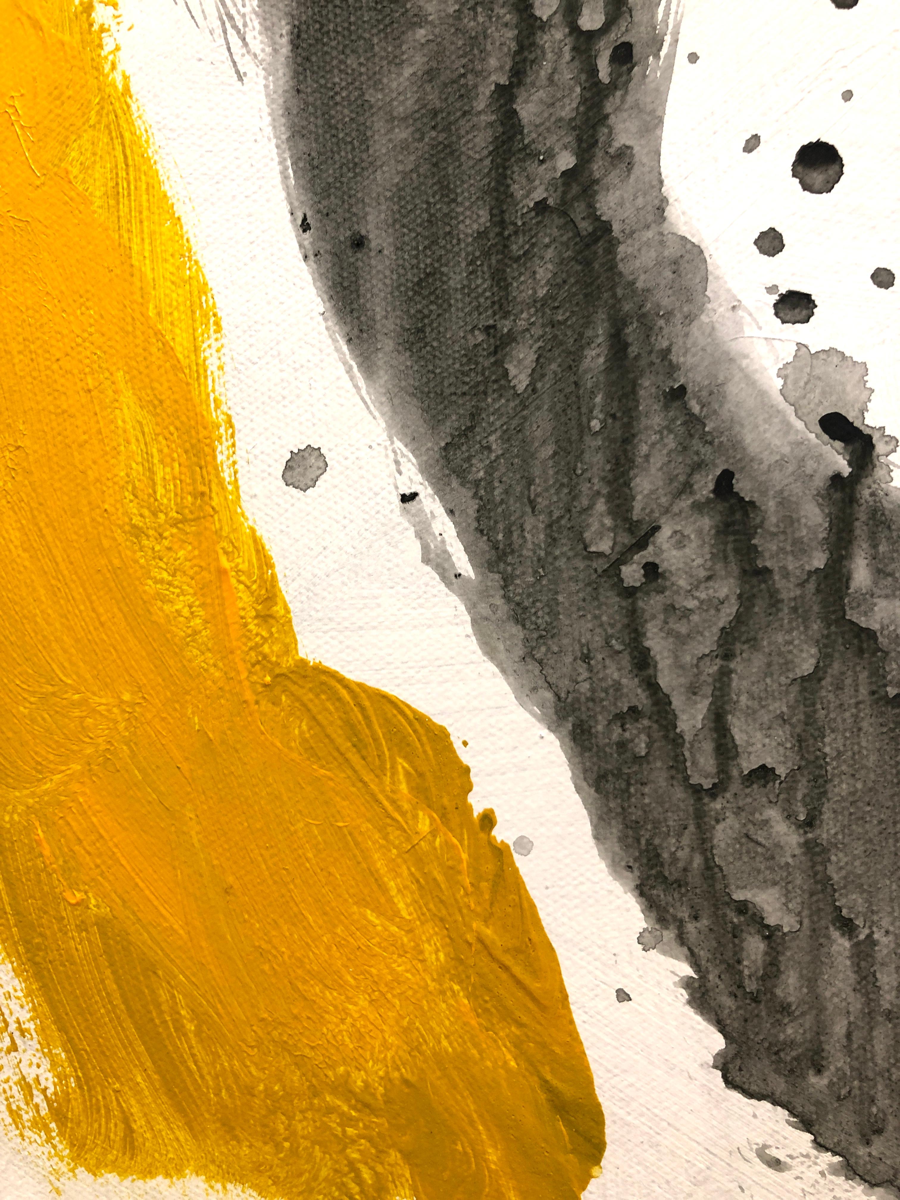 Lave volcanique - Beige Abstract Painting par Claude Voutat