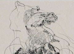20th century graphite pencil animal drawing horse study sketch gestural signed