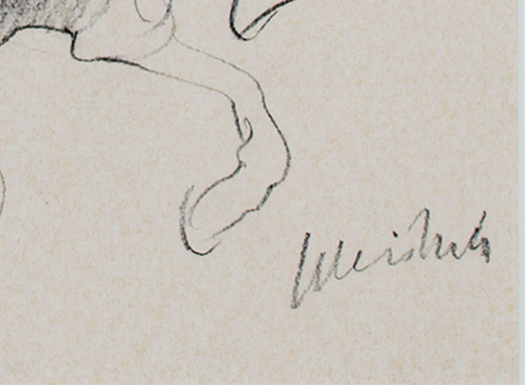 Graphit-Bleistift-Tierzeichnung, Tier, Zeichnung, Pferd, Studienskizze, gestisch, signiert, 20. Jahrhundert (Impressionismus), Art, von Claude Weisbuch