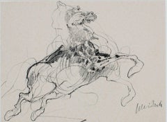 20th century graphite pencil animal drawing horse study sketch gestural signed