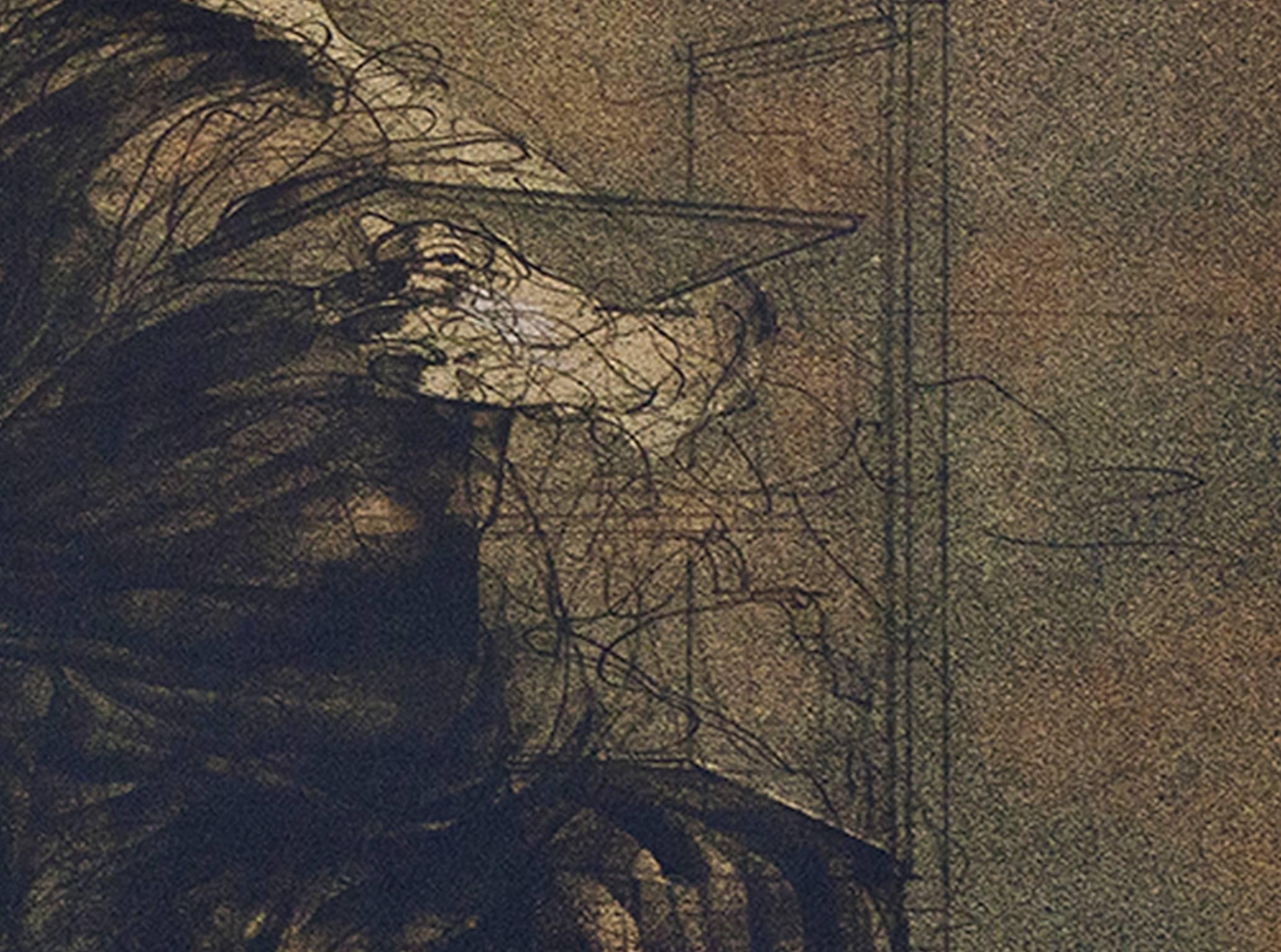 litografía en color del siglo xx impresión figurativa artista caballete lienzo escena firmada - Print de Claude Weisbuch