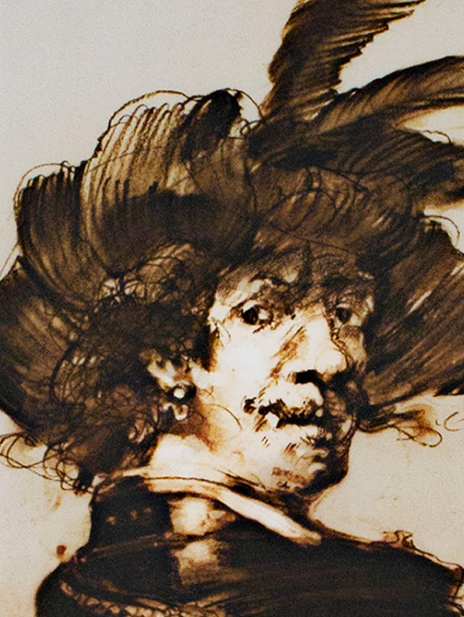 « Rembrandt en Habit de Capitaine », lithographie originale en couleur de Claude Weisbuch en vente 3