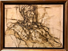 French 1961  "Clown a la Colerette" Figurative Expressionist Oil Painting