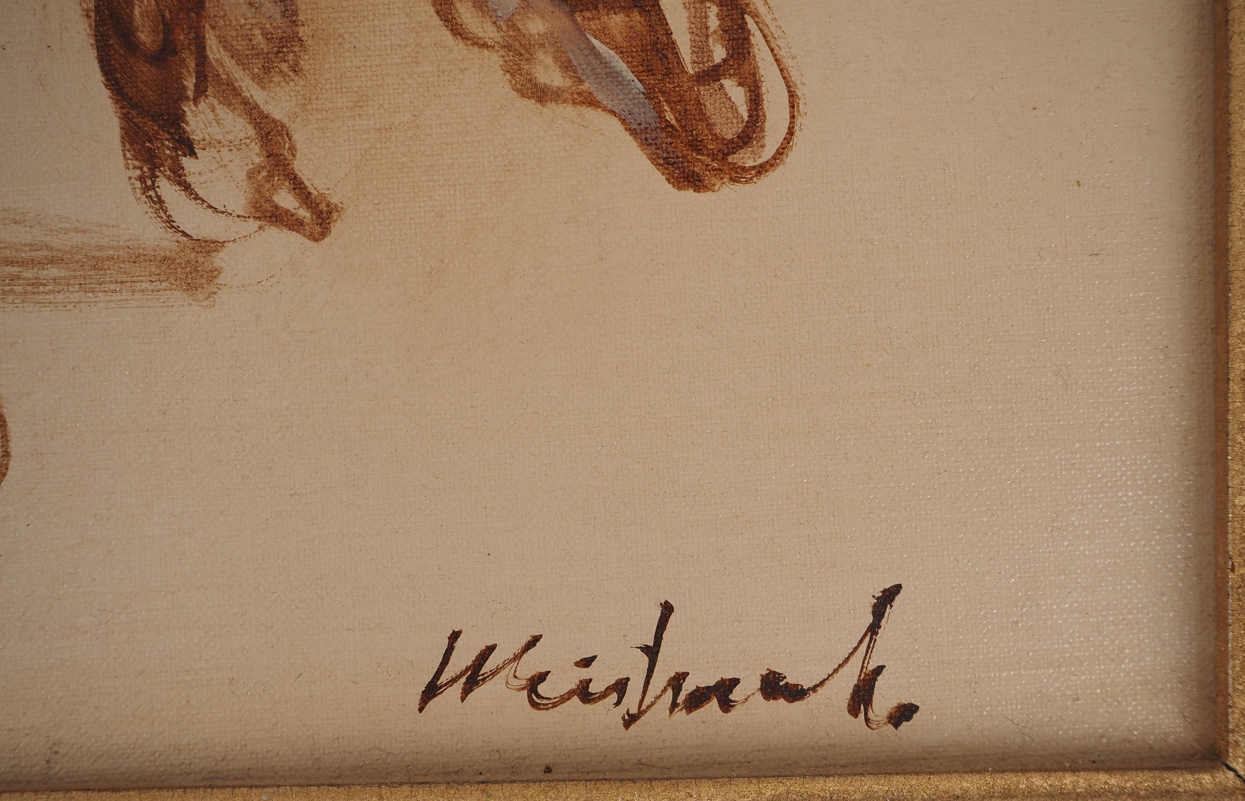 Caballo en el circo - Óleo original sobre lienzo, firmado #FRAMED - Painting de Claude Weisbuch