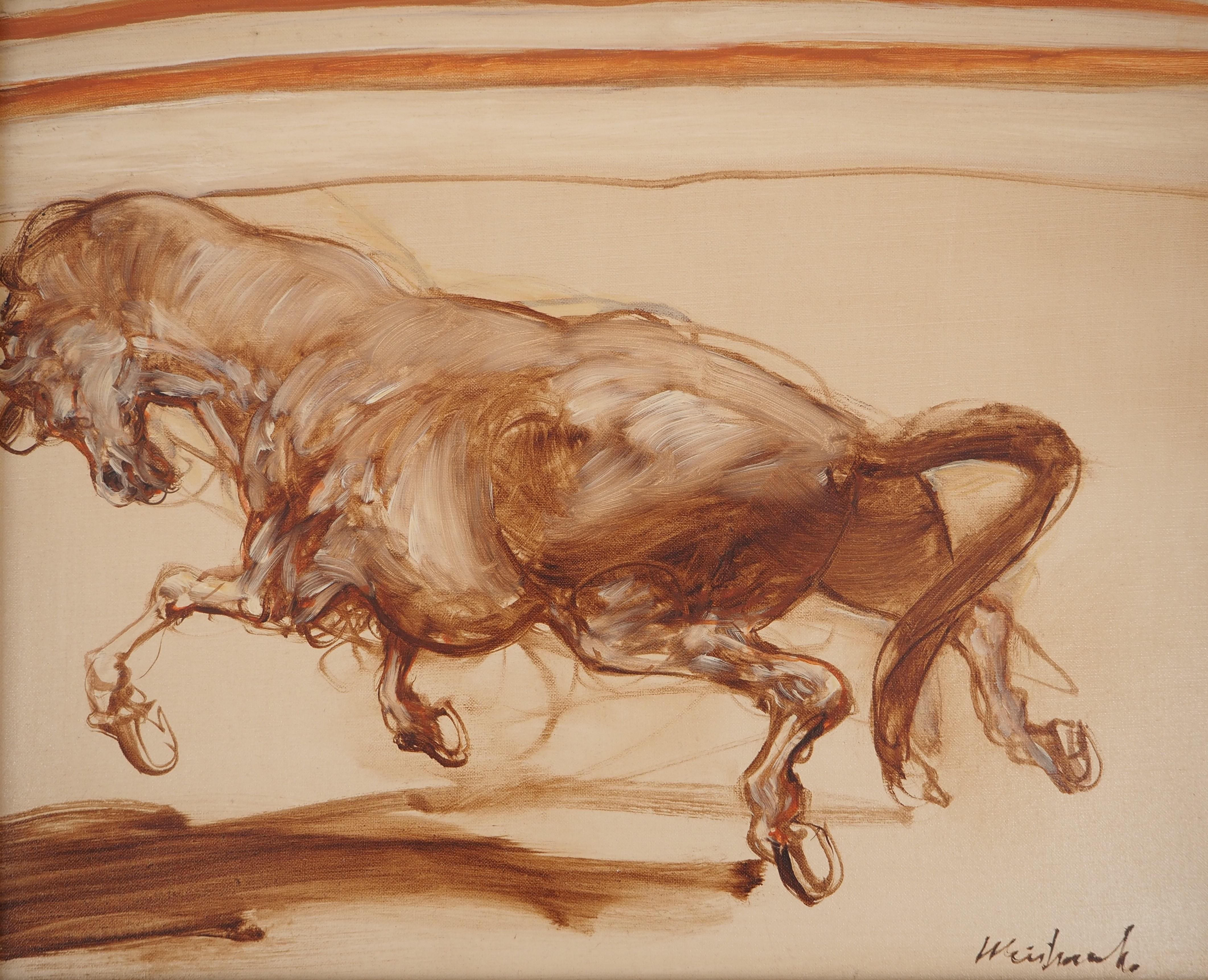 Claude WEISBUCH
Caballo en el circo

Óleo original sobre lienzo
Firmado en la esquina inferior derecha
Sobre lienzo 33 x 41 cm a la vista (c. 13 x 16 pulg.)
Presentado en marco de madera dorada 54 x 66 cm (c. 22 x 26 in)

Excelente estado, ligeros