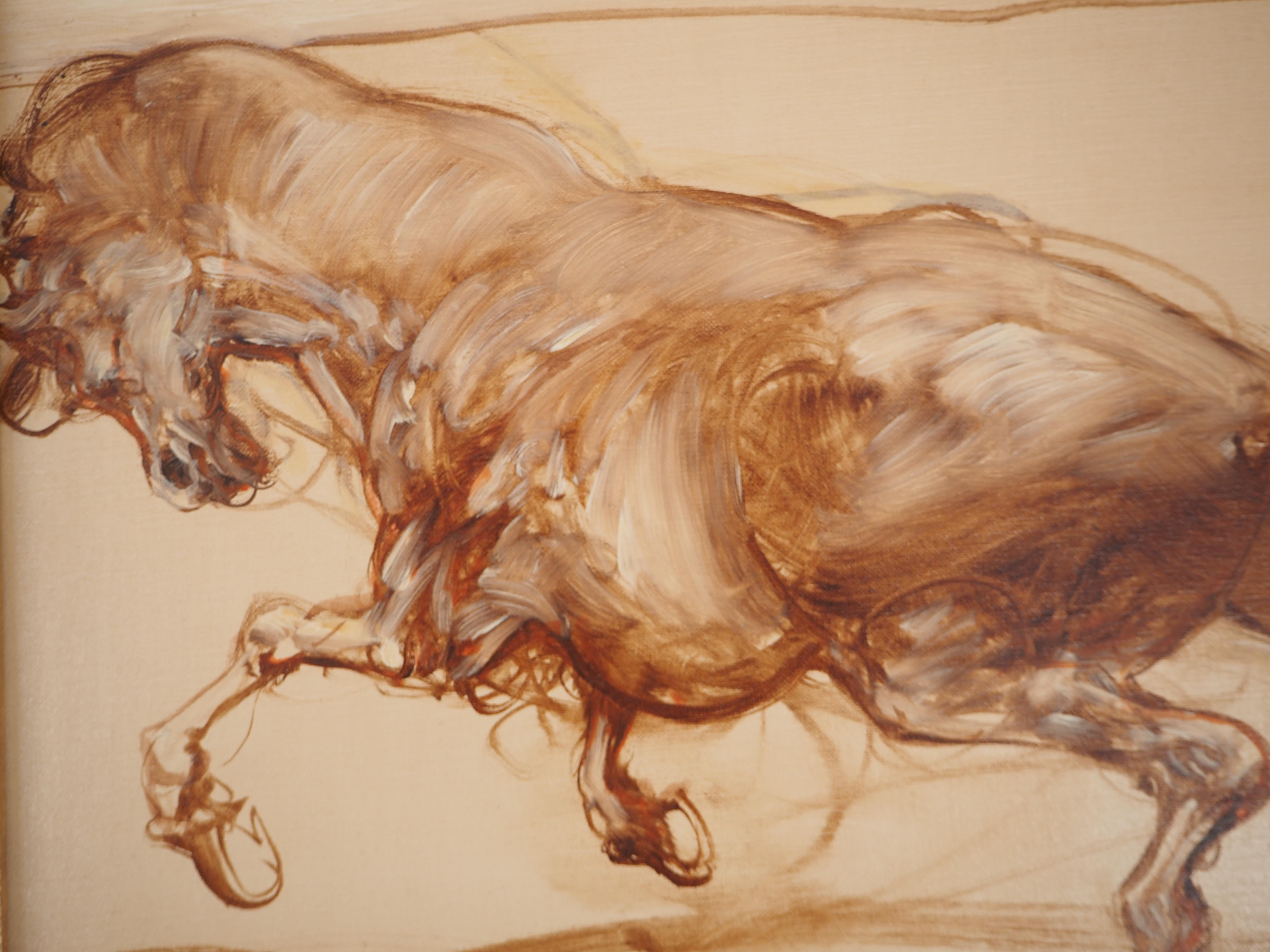 Caballo en el circo - Óleo original sobre lienzo, firmado #FRAMED en venta 1