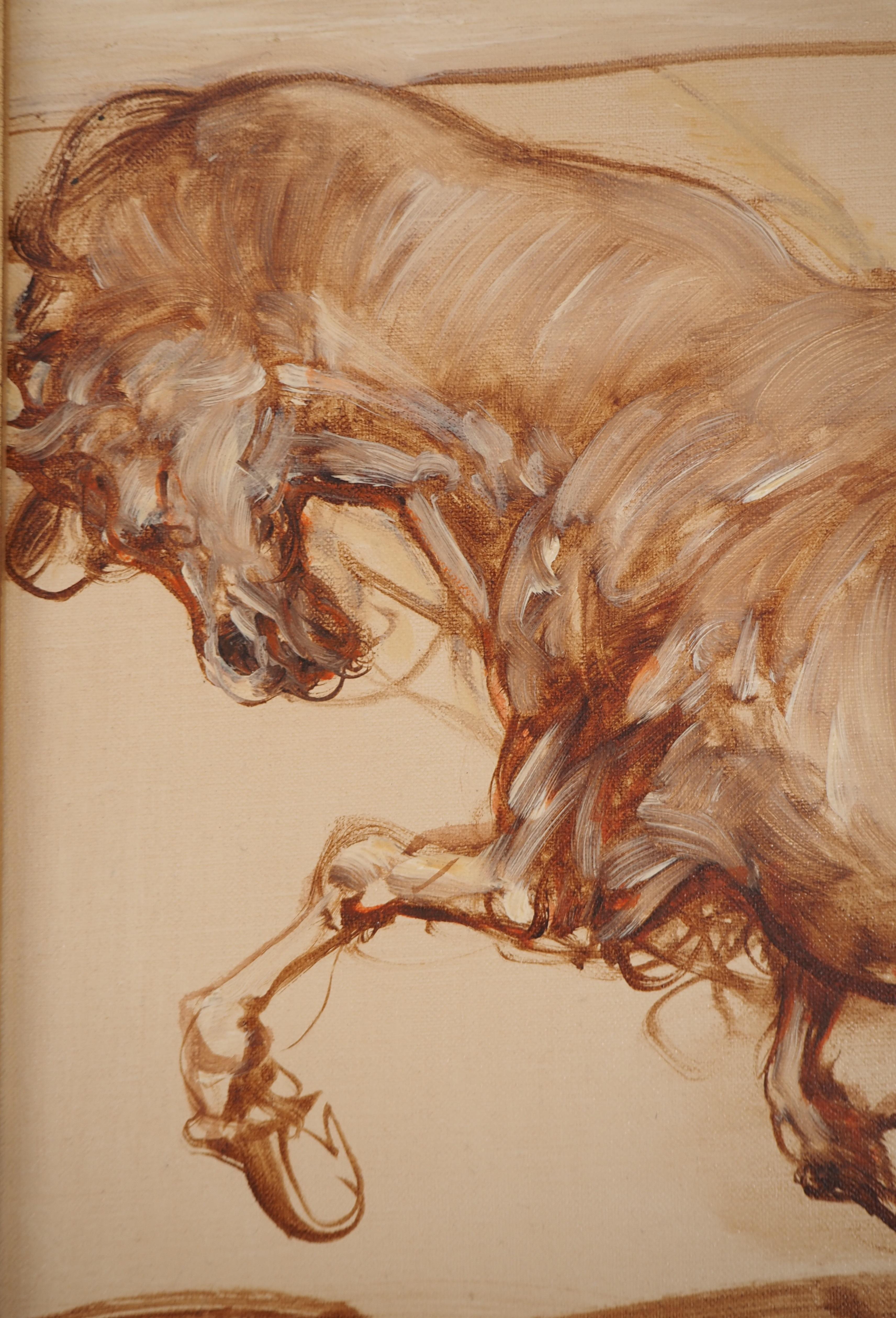 Caballo en el circo - Óleo original sobre lienzo, firmado #FRAMED en venta 2