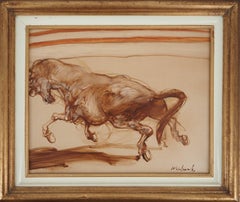 Horse at the Circus - Huile sur toile originale, signée #FRAMED