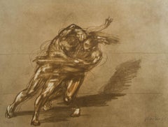 Claude Weisbuch - 19th Century Lithograph Two Wrestlers