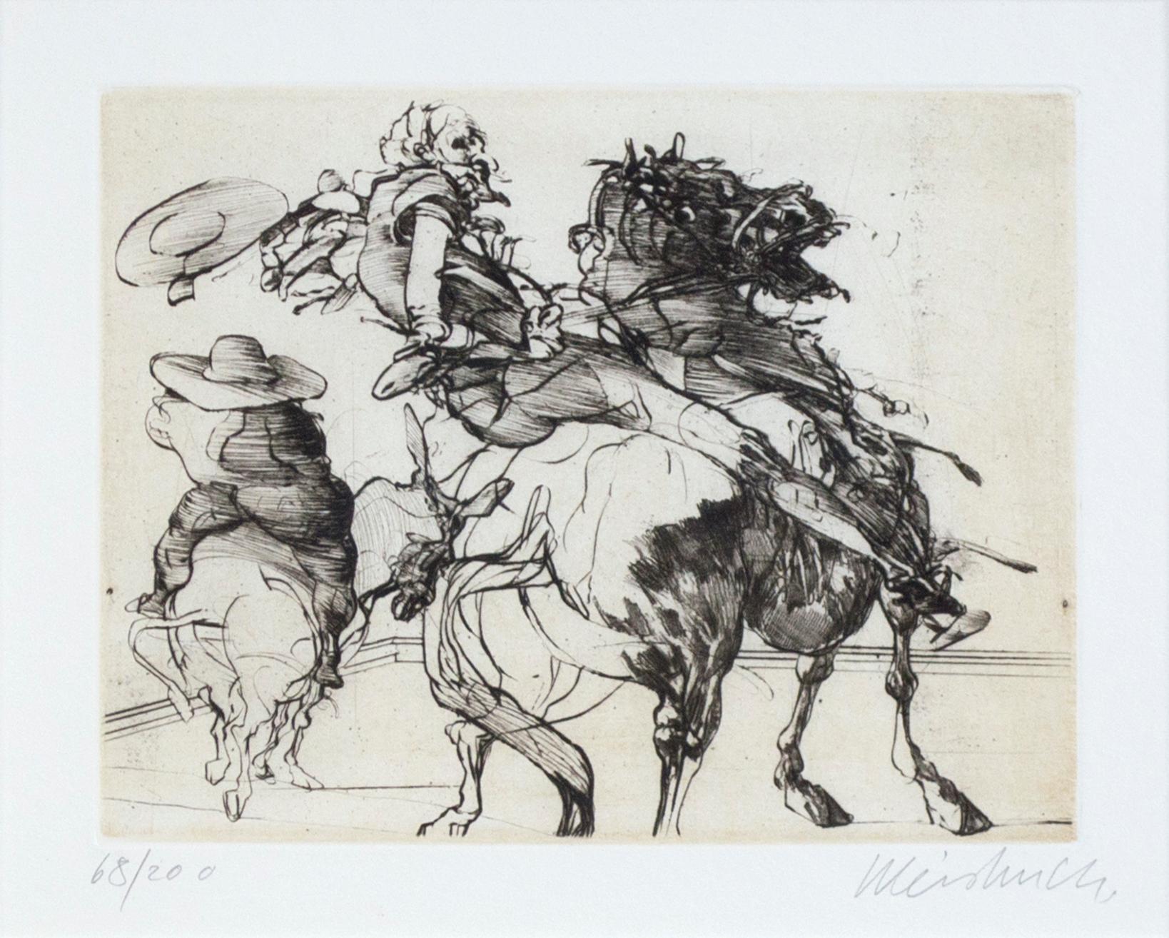 'Don Quichotte & Sancho Panza' signed drypoint from 'Don Quichotte De La Manche' - Print by Claude Weisbuch