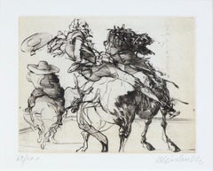 'Don Quichotte & Sancho Panza' signed drypoint from 'Don Quichotte De La Manche'