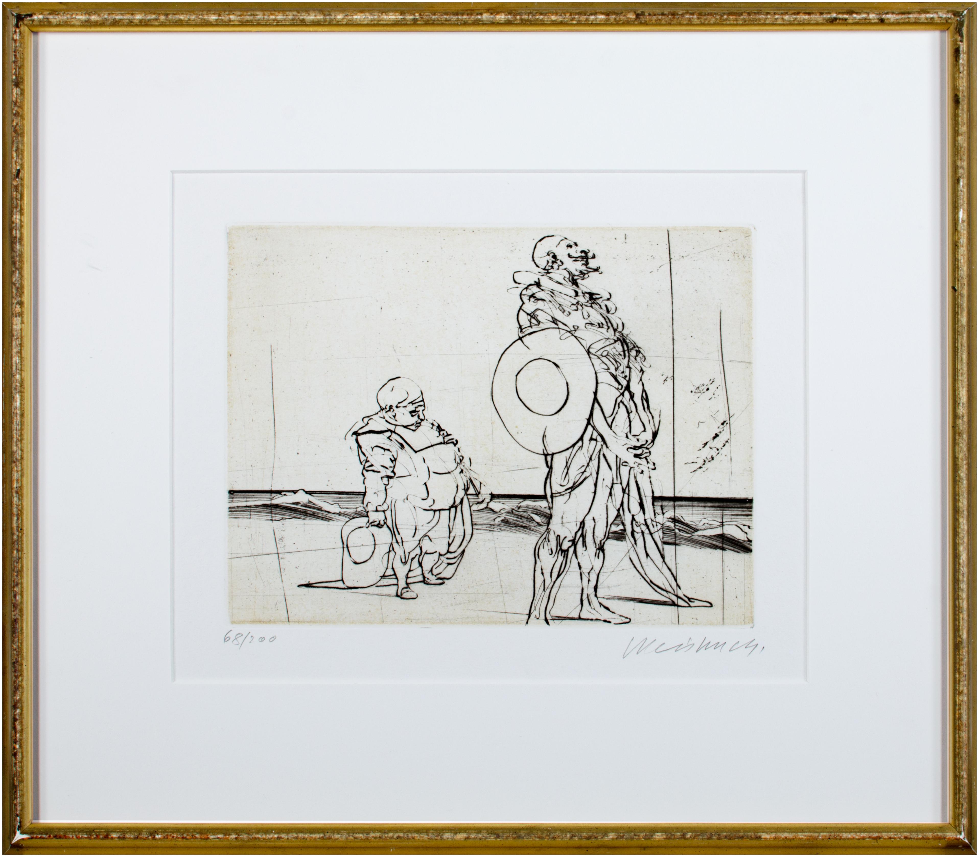 Claude Weisbuch Figurative Print - 'Don Quichotte & Sancho Panza' signed drypoint from 'Don Quichotte De La Manche'