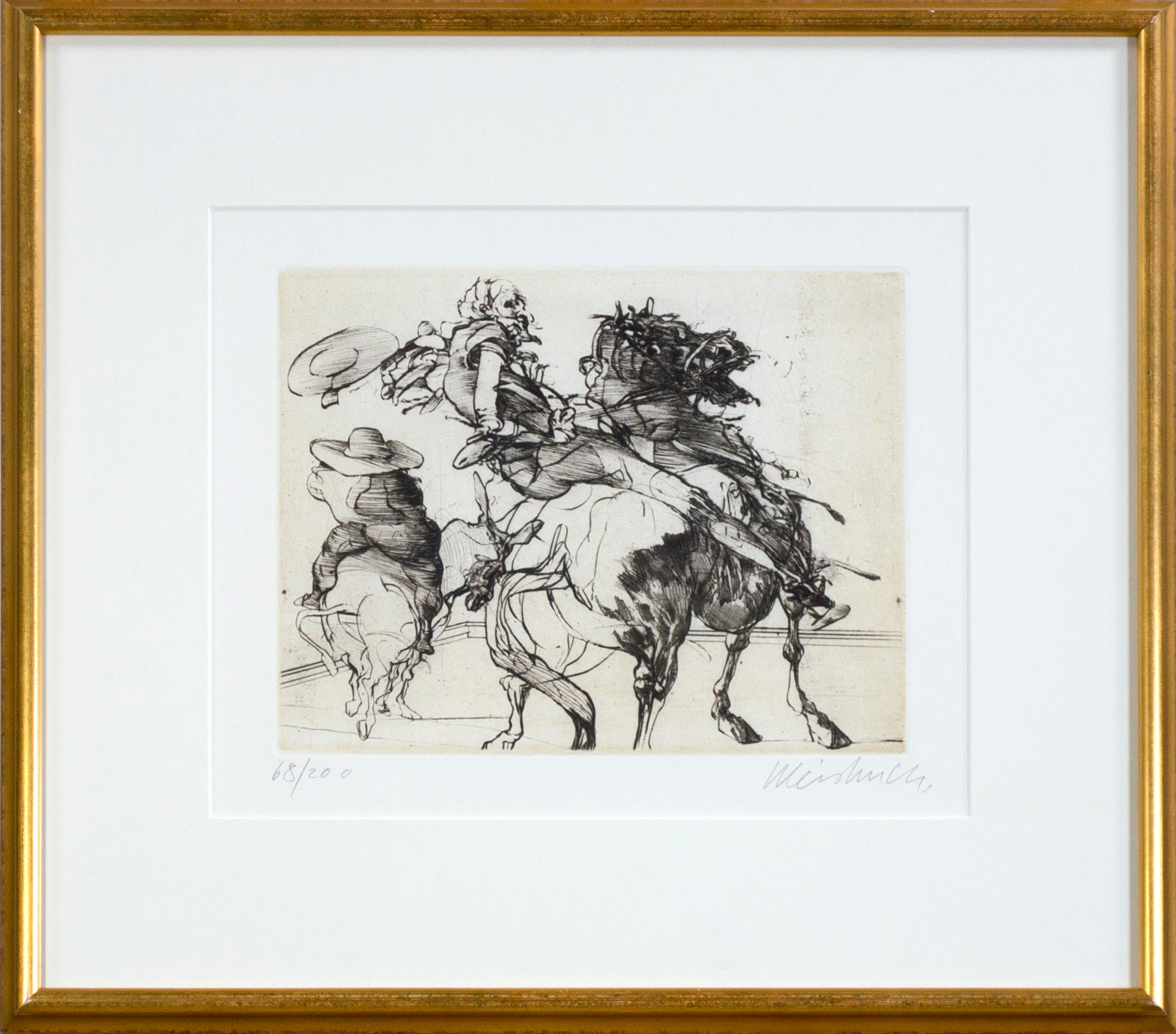 Claude Weisbuch Figurative Print - 'Don Quichotte & Sancho Panza' signed drypoint from 'Don Quichotte De La Manche'