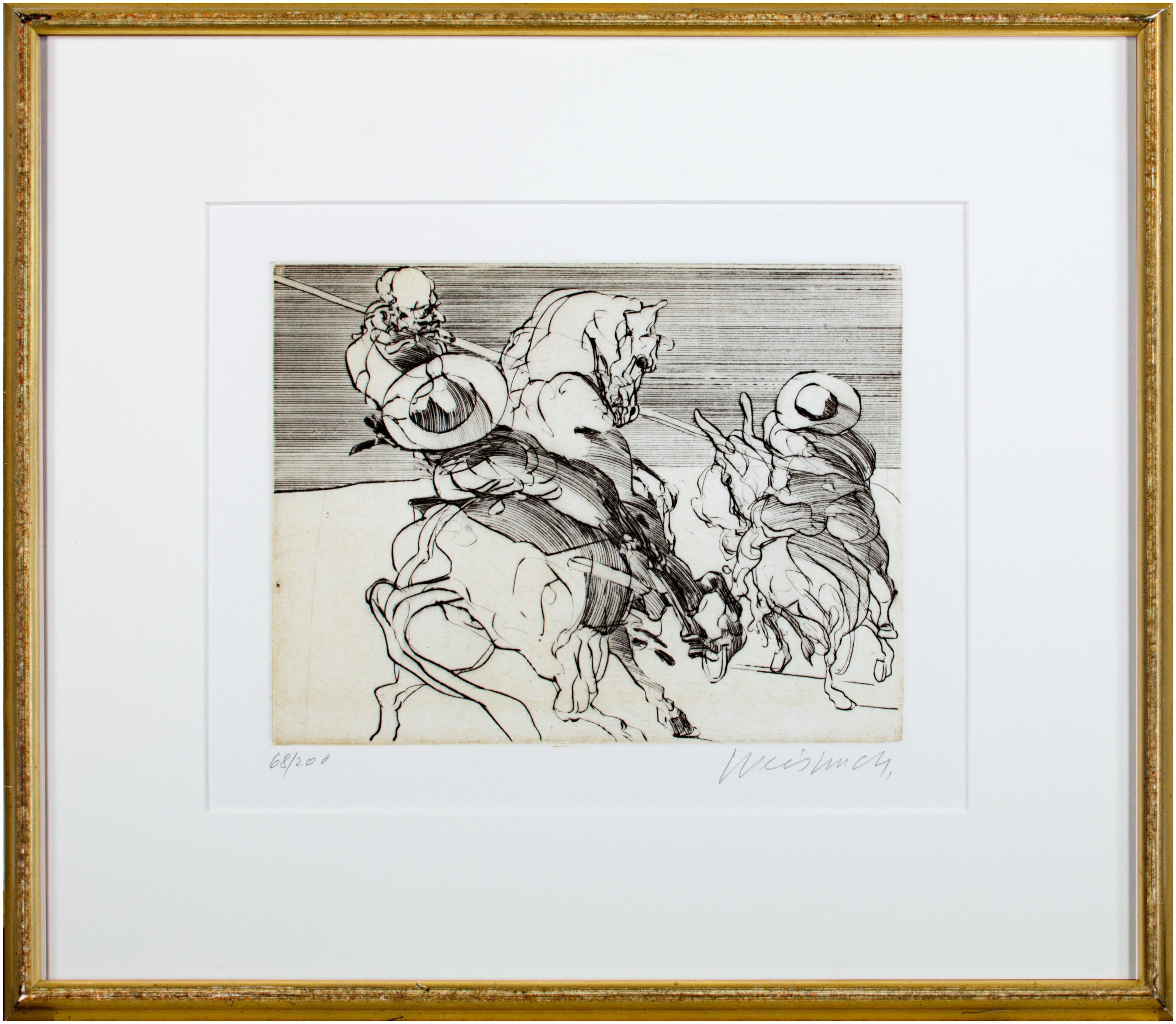 Claude Weisbuch Figurative Print - 'Don Quichotte & Sancho Panza' signed drypoint from 'Don Quichotte De La Manche'