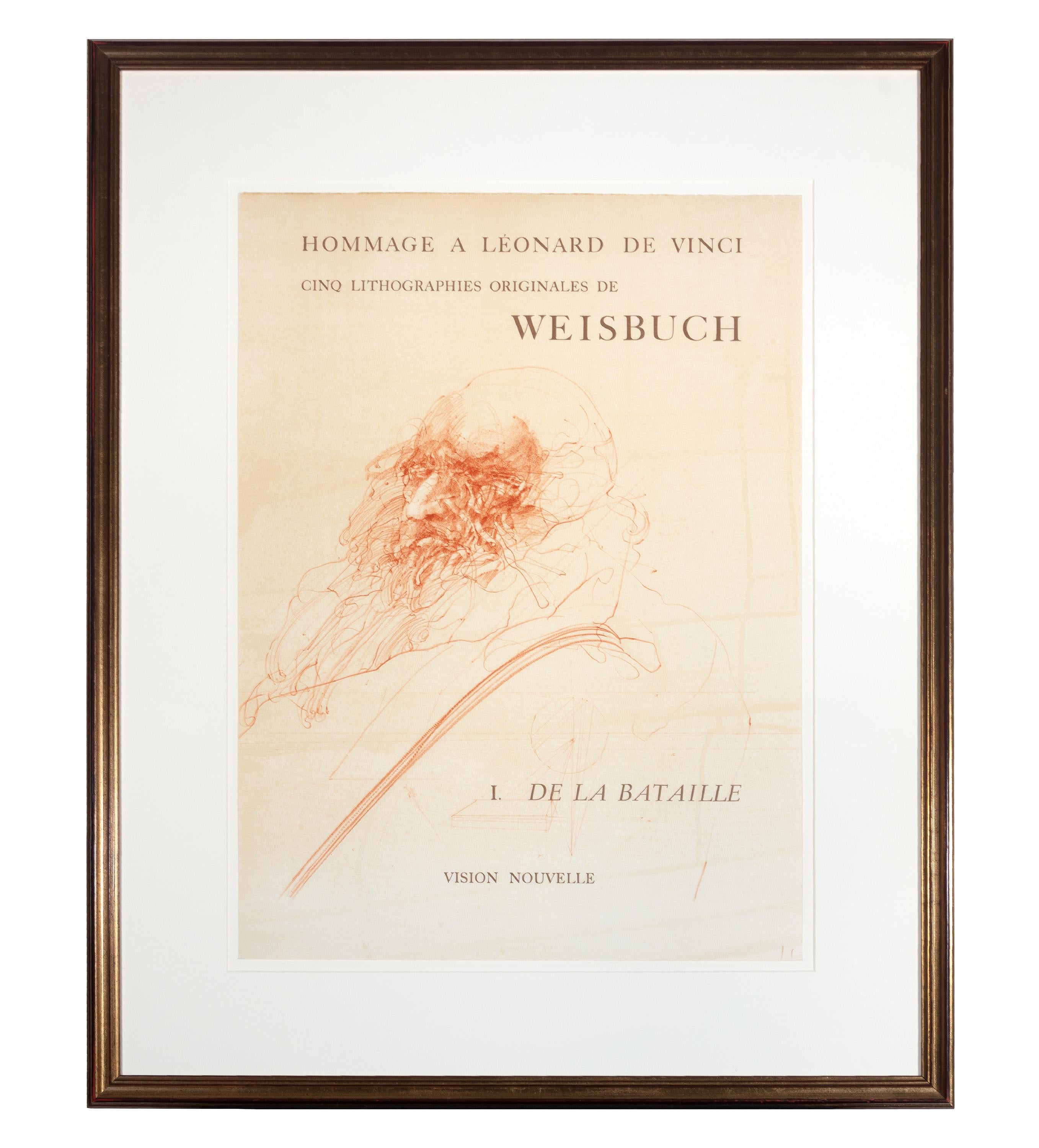 Claude Weisbuch Portrait Print – Hommage an Leonard de Vinci-Front. Selbstporträt von de Vinci
