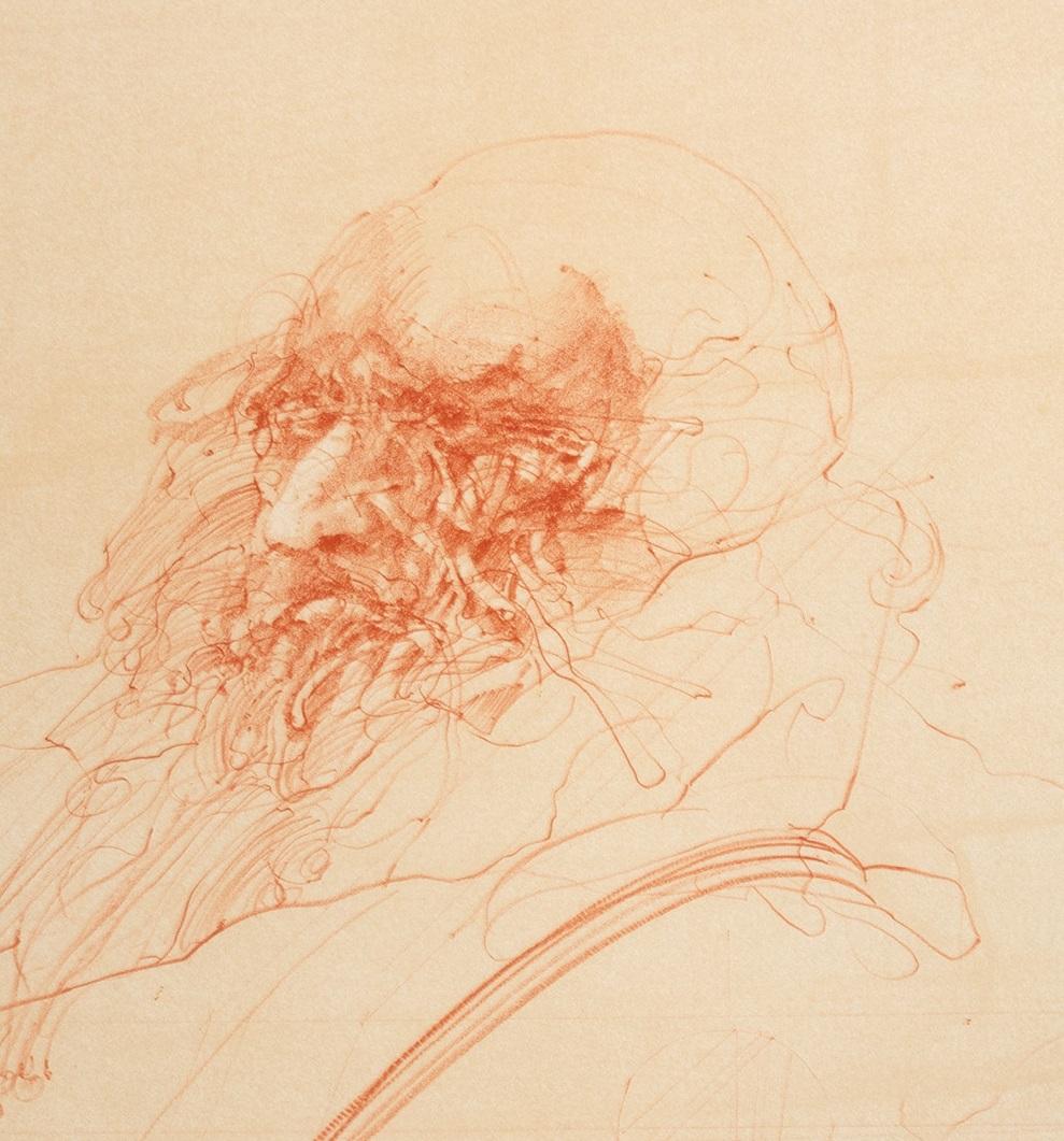Homage A Leonard de Vinci (Portrait of Leonardo) Original lithograph For Sale 2