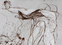 "Hurdles, " Original color figurative dynamic sketch print