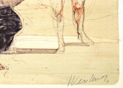 "La Visite des Amateurs, " Original Color figurative sketch print signed