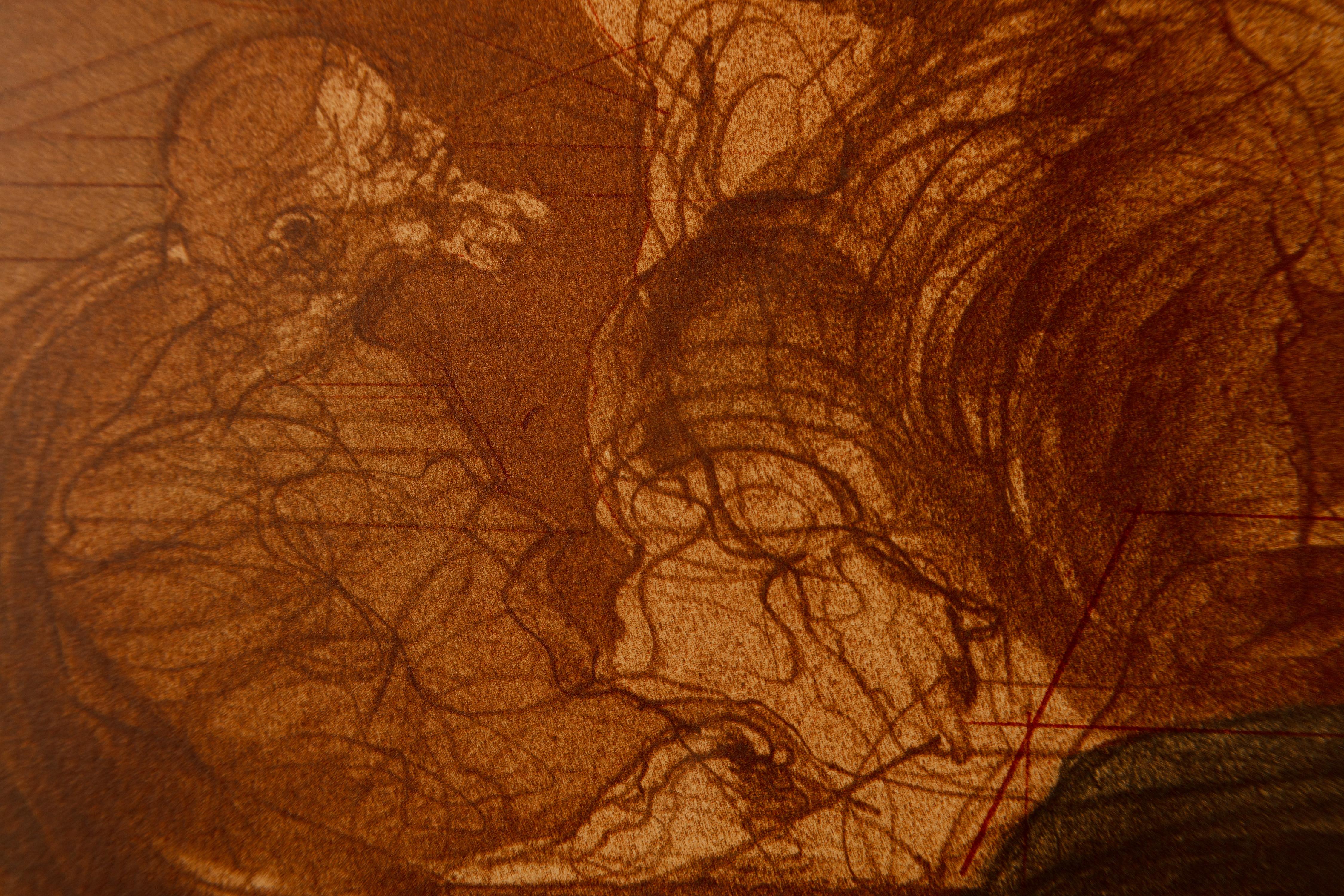 litografía en color del siglo xx impresión de paisaje figurativo boceto en sepia firmado - Figurative Print Marrón de Claude Weisbuch