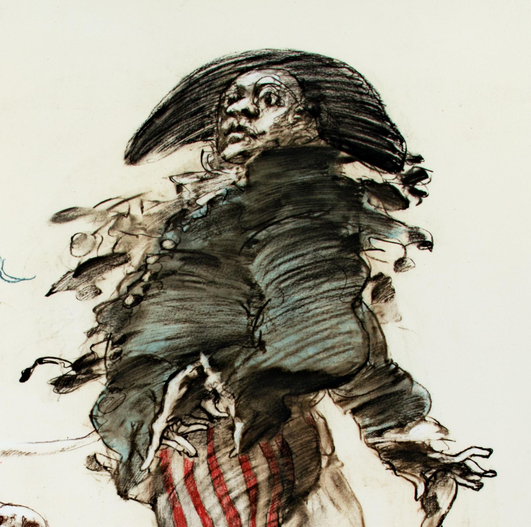 'Polichinelle Et Ses Trois Chiens', o in inglese 'Pulcinella and His Three Dogs', è una litografia originale firmata dall'artista contemporaneo Claude Weisbuch - ed è un eccellente esempio dell'interesse dell'artista per l'arte e la letteratura del