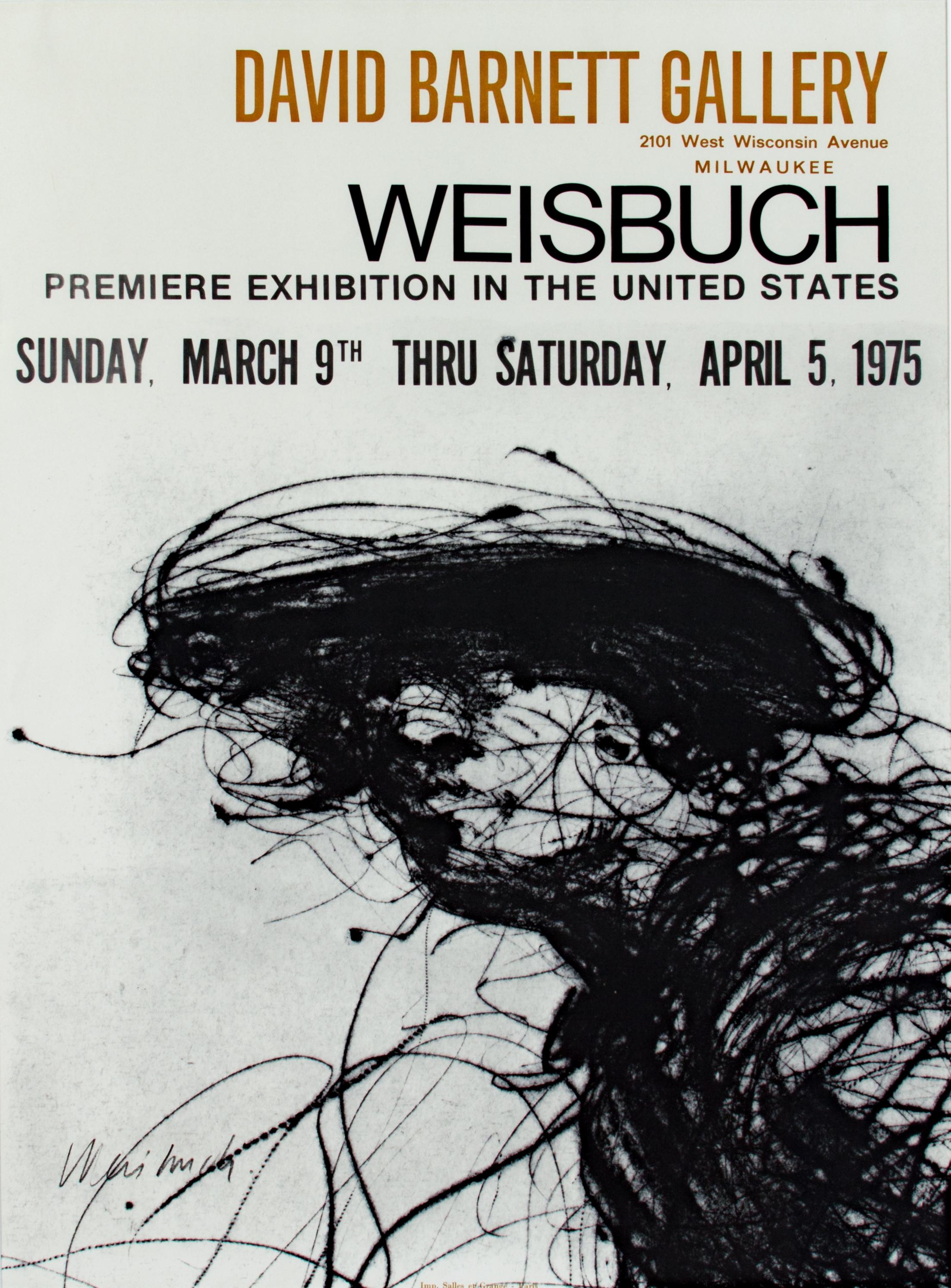 Cartel de la primera exposición en EE.UU. en la Galería David Barnett, firmado por Weisbuch - Print de Claude Weisbuch