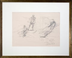 Vintage 'Three Studies' original signed drawing, Venus de Milo & Victory of Samothrace