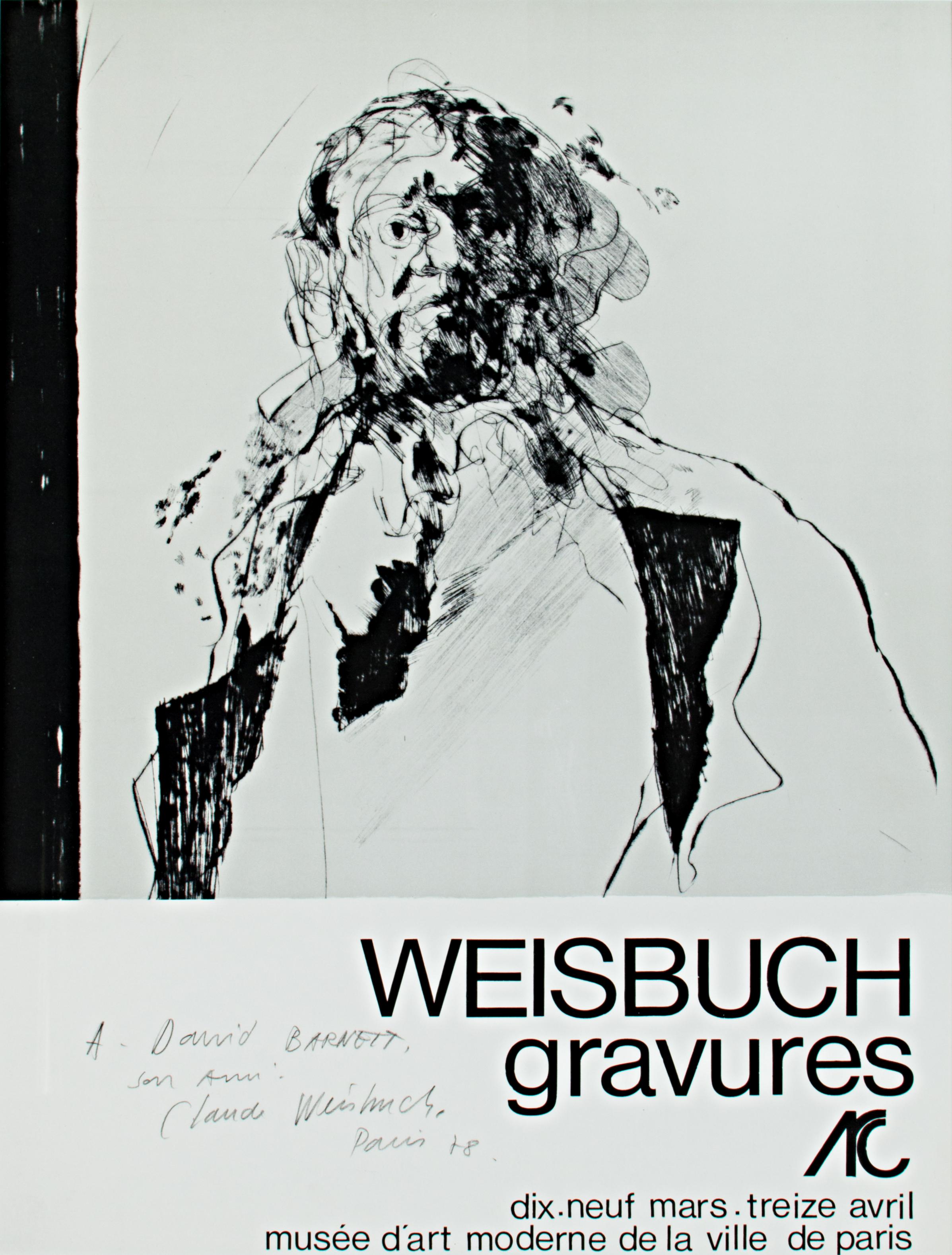 'Weisbuch gravures' original signed exhibition poster Musée d'Art Moderne Paris - Print by Claude Weisbuch