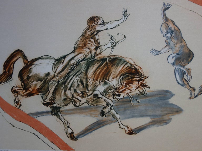 Zungaro (Horse and Acrobats at the Circus) - Original handsigned lithograph - Modern Print by Claude Weisbuch