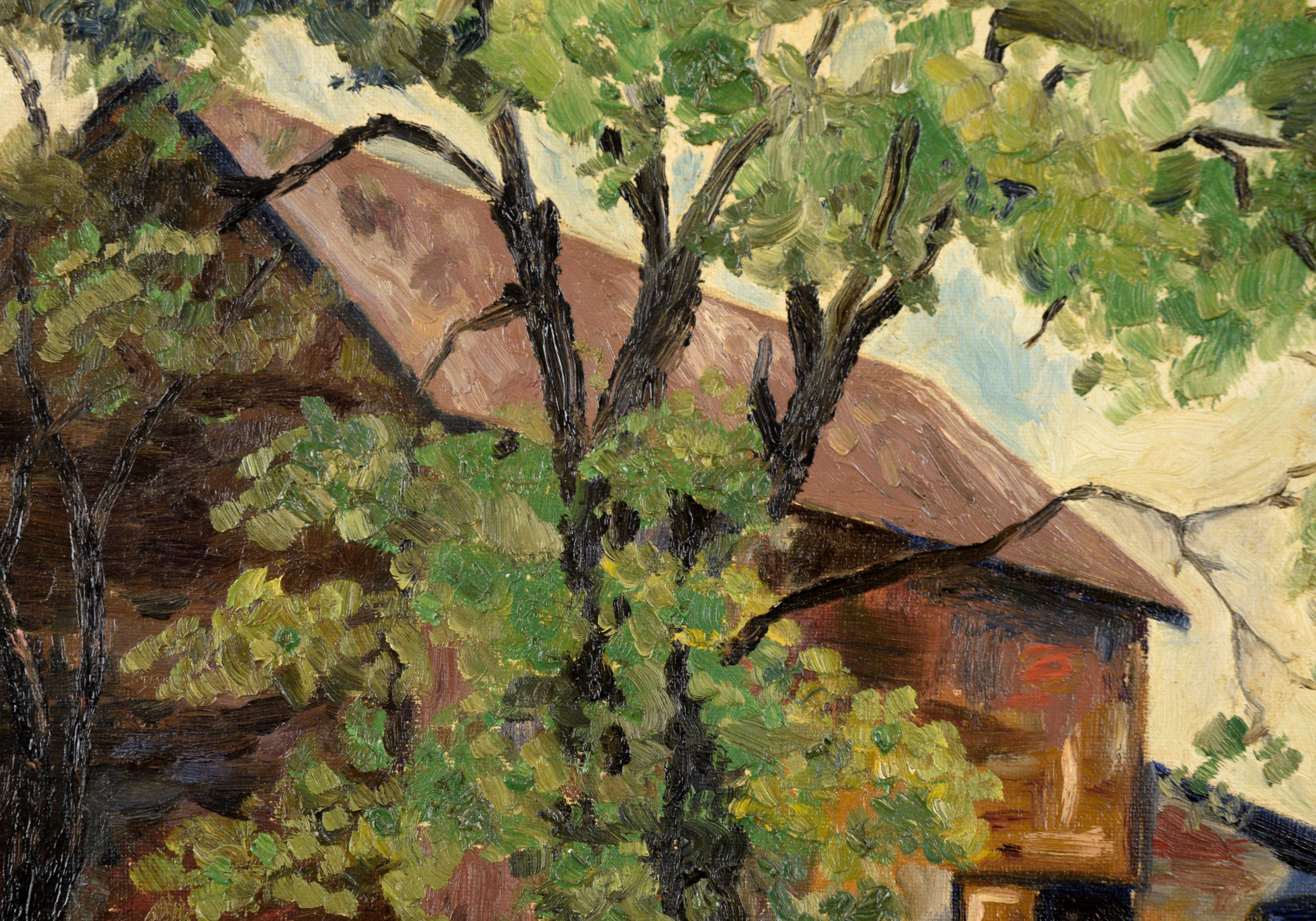 Il fienile all'ombra - Paesaggio agricolo - Painting American Modern di Claude Wolf
