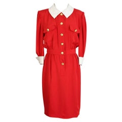 Claudette Red Silk Evening Vintage Dress 