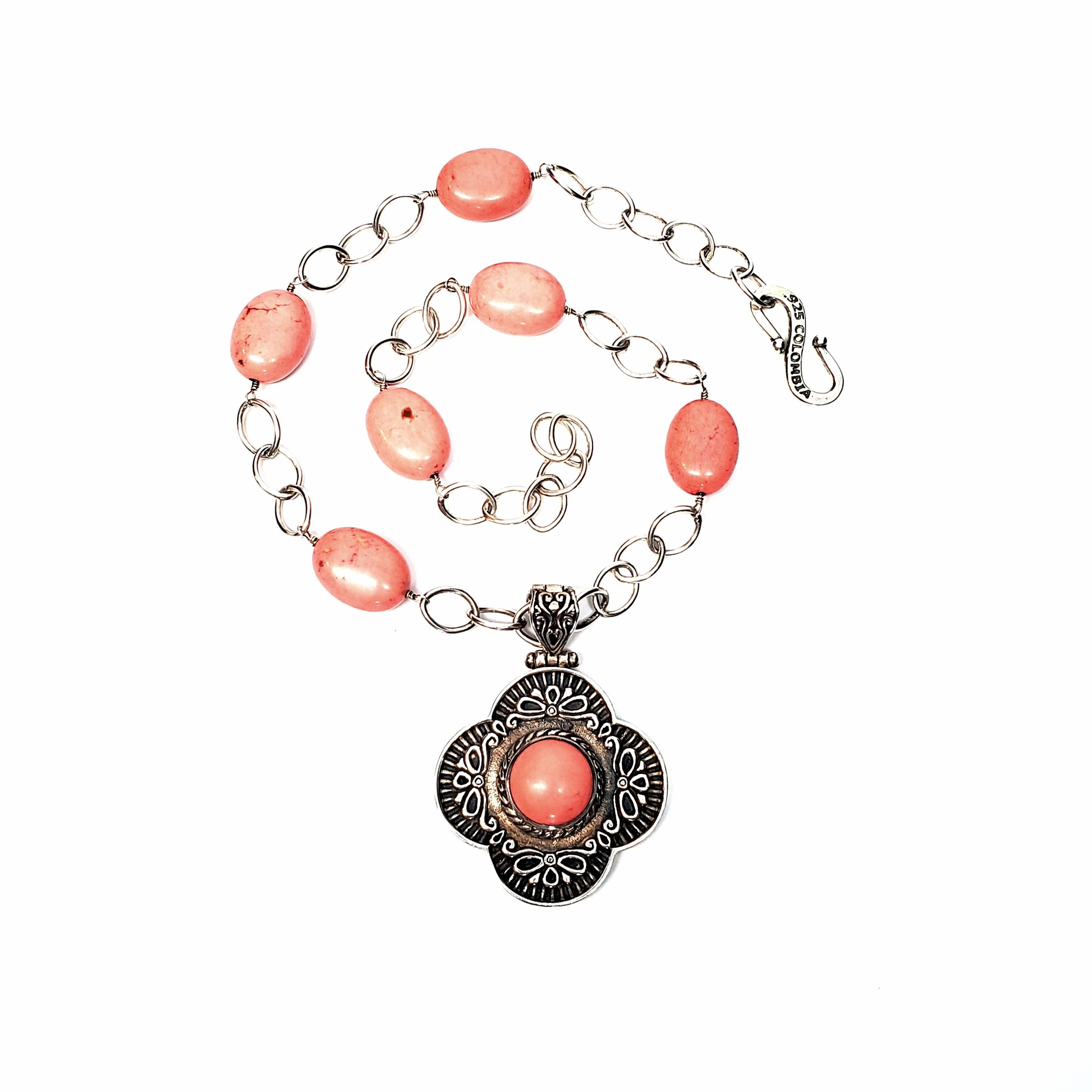 Claudia Agudelo EXEX Sterl Silver and Pink Stone Necklace with Enhancer 2