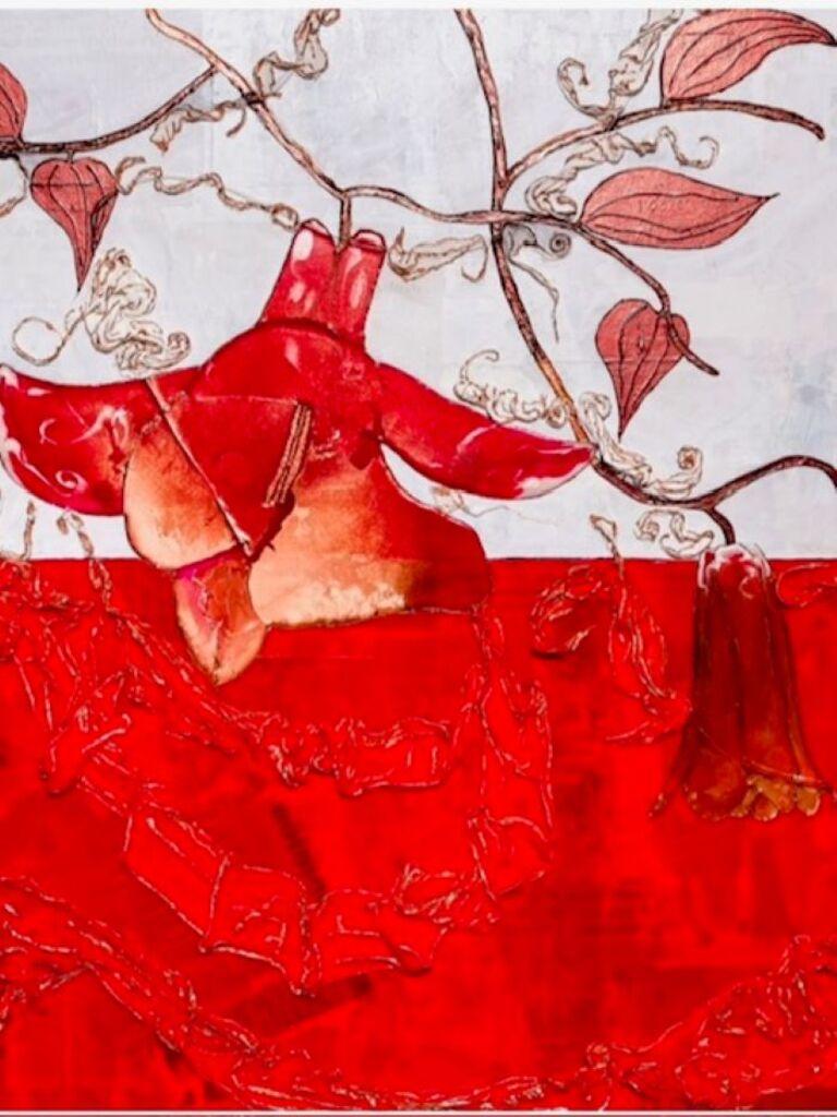 Patriotismo - Figurative Painting Rojo de Claudia Benavente