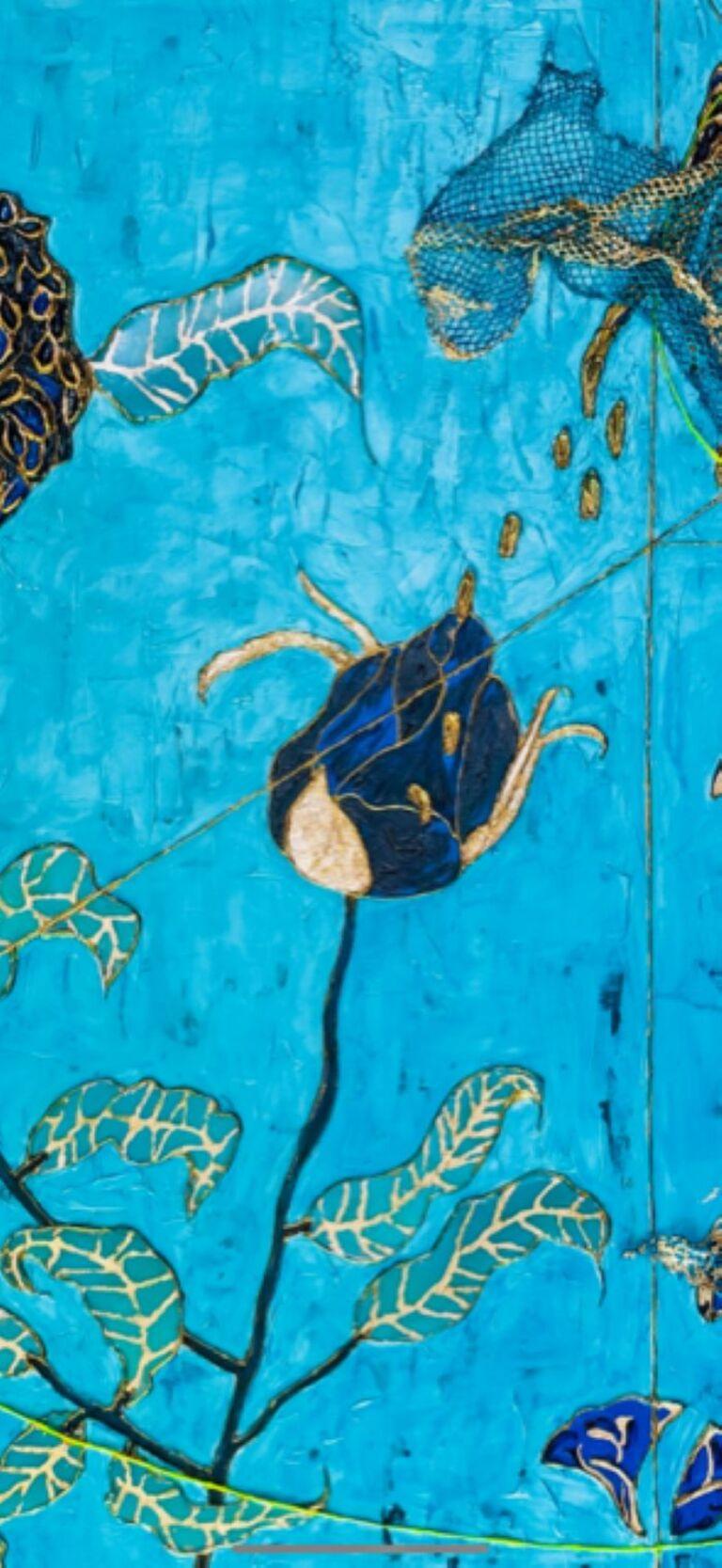 Rinascere - Figurative Painting Blu di Claudia Benavente