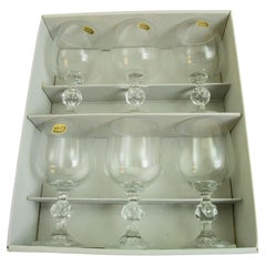 Claudia Bohemia Stem Crystal Wine Glasses set of 6 in Box