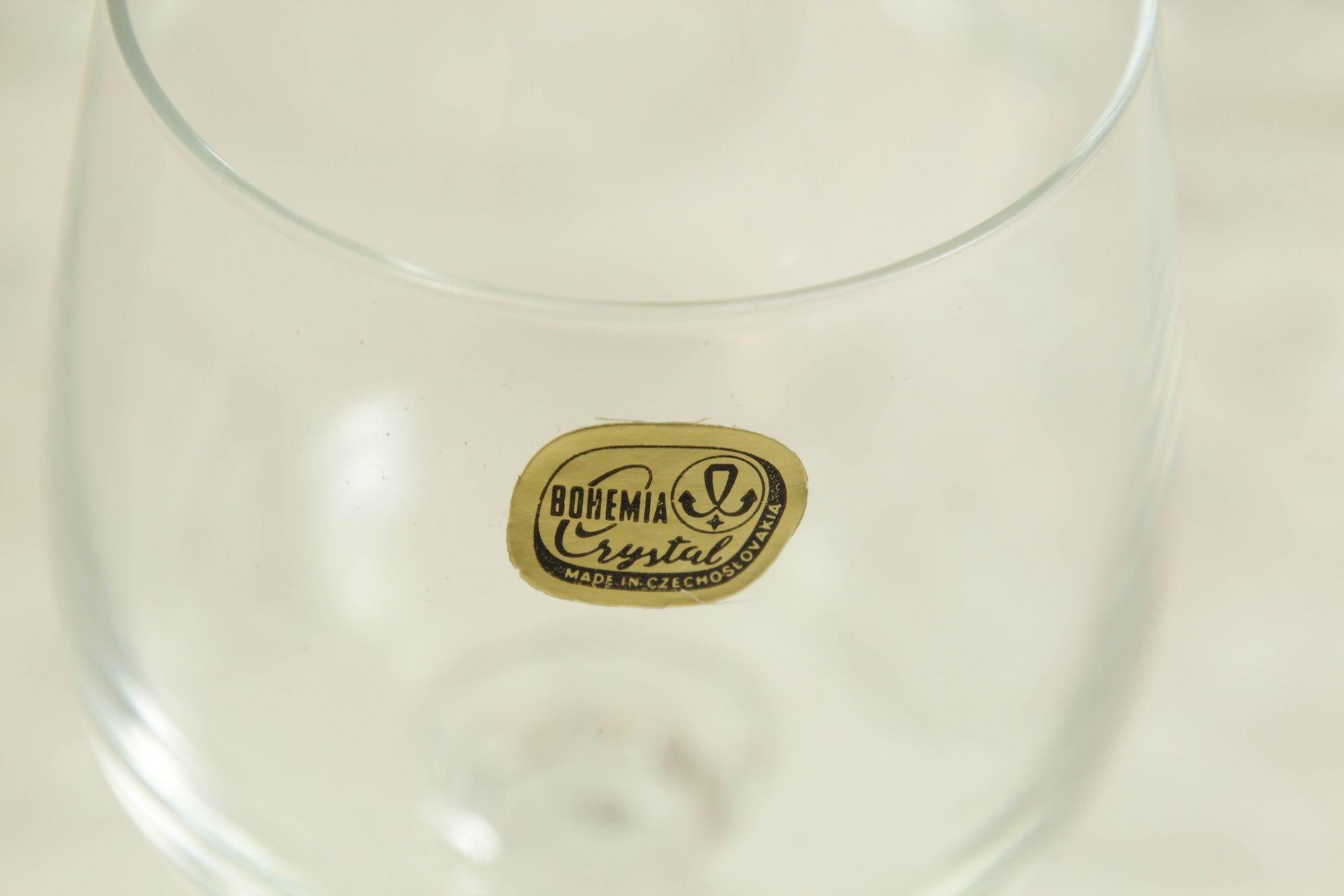 Claudia Bohemia Stem Crystal Wine Glasses set of 6 in Box In Good Condition For Sale In North Hollywood, CA