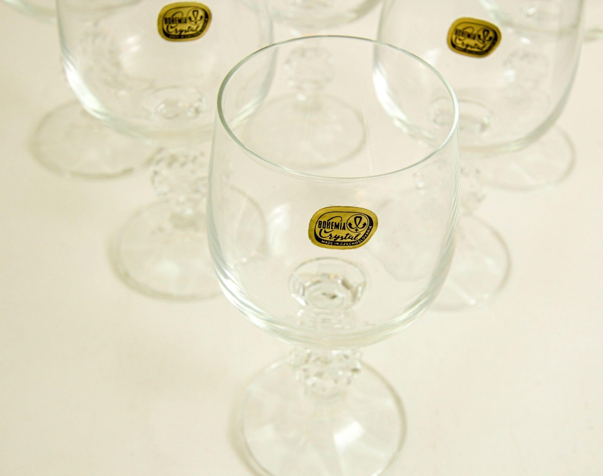 Claudia Bohemia Stem Crystal Wine Glasses set of 6 in Box For Sale 1