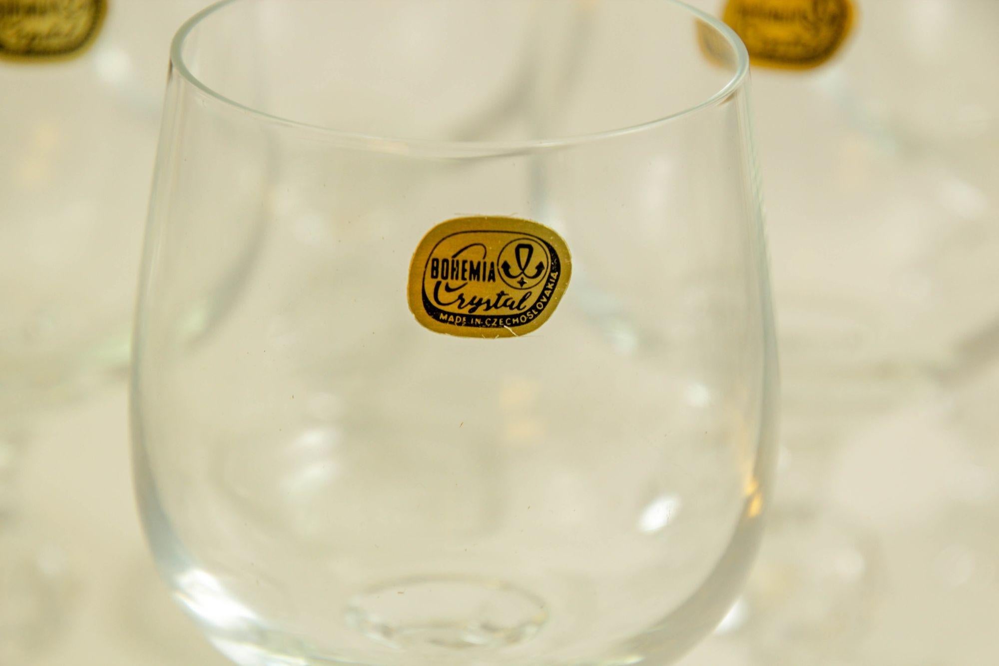 Claudia Bohemia Stem Crystal Wine Glasses set of 6 in Box For Sale 2