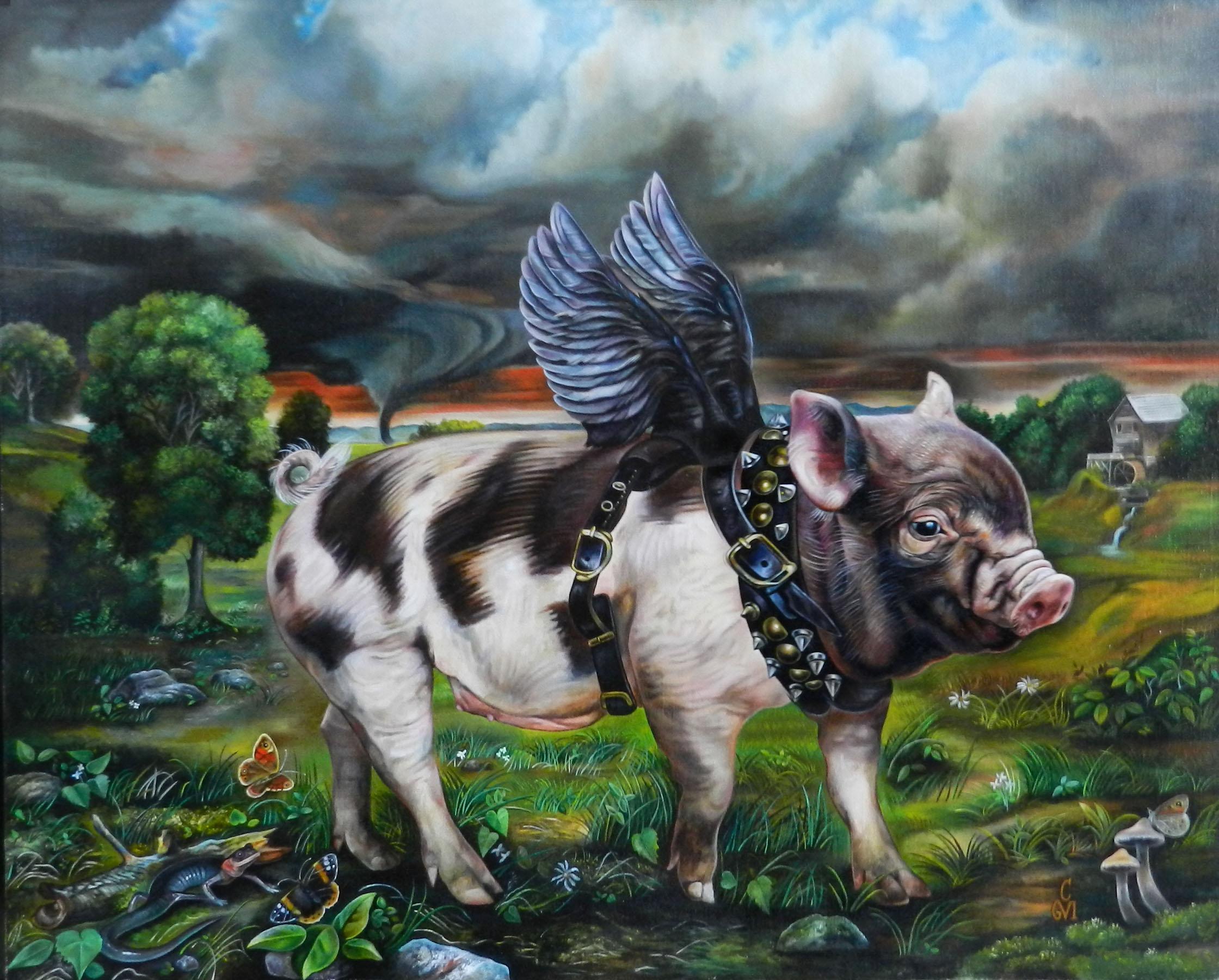 Claudia Griesbach-Martucci Animal Painting - "Bad Babe" , Oil Painting