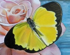 "Drifting Dreamer" Oil Painting by Claudia Griesbach-Martucci, Yellow Butterfly