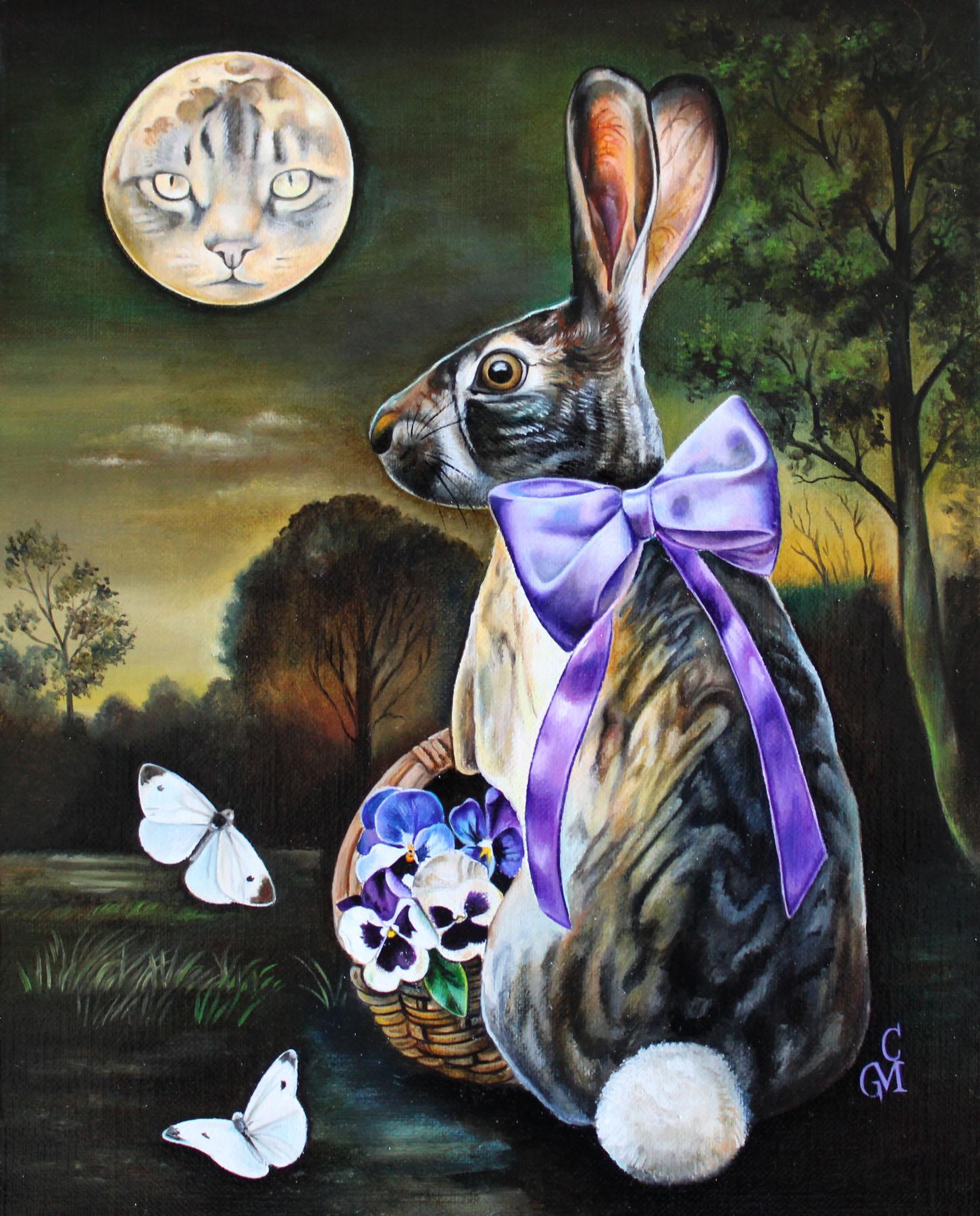 Claudia Griesbach-Martucci Animal Painting - "Mischievous Illusion" Oil Painting