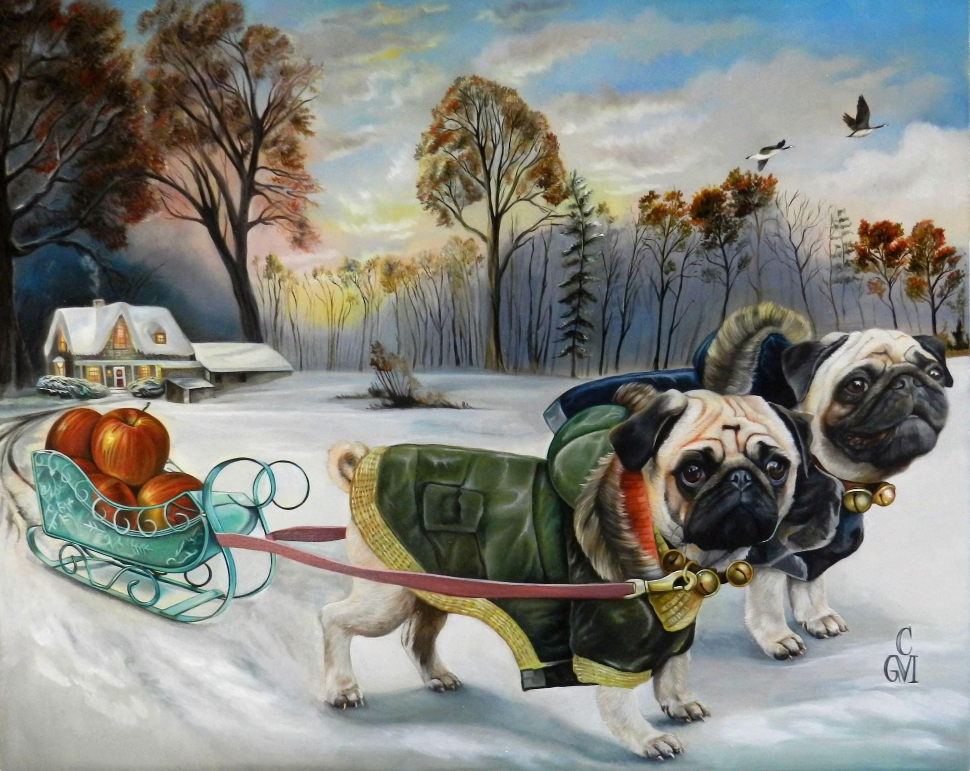 Claudia Griesbach-Martucci Animal Painting - "Our Tracks Will be Concealed" Oil Painting