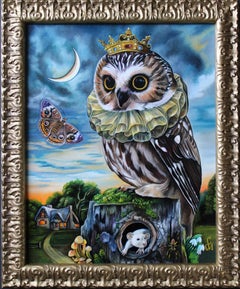"The King's Prey" Oil Painting by Claudia Griesbach-Martucci, Whimsical Owl