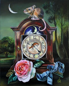 "Timeless Dreamer" Whimsical Oil Painting of Mouse