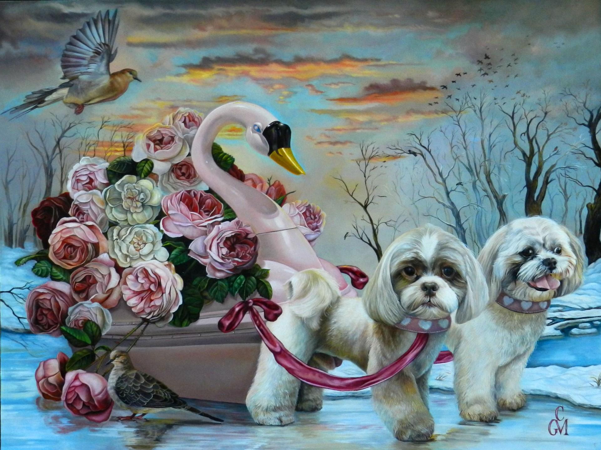 Claudia Griesbach-Martucci Animal Painting – ""To the Place I Dream Of" Ölgemälde