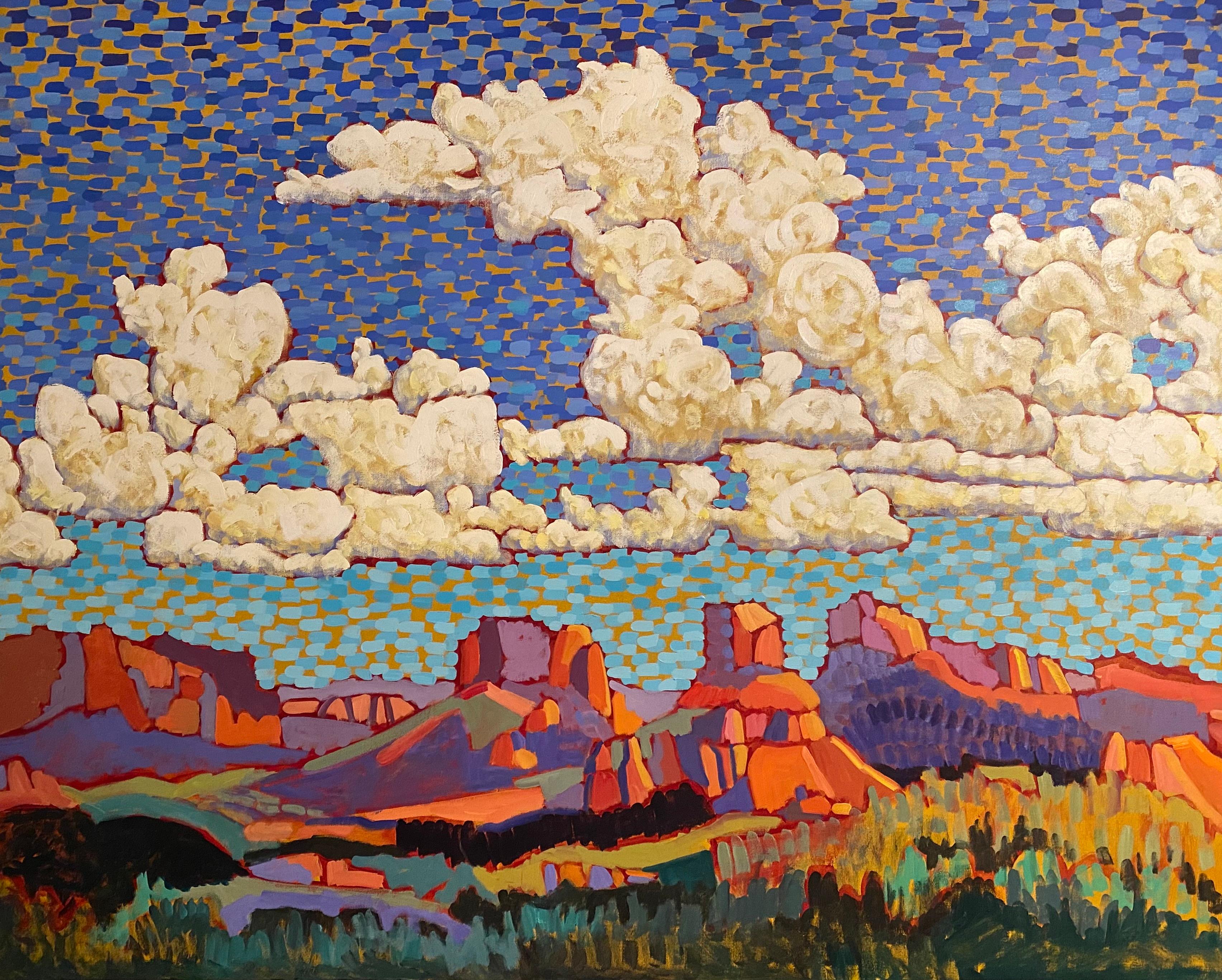 Landscape Painting Claudia Hartley - « Clouds Over Red Rocks »