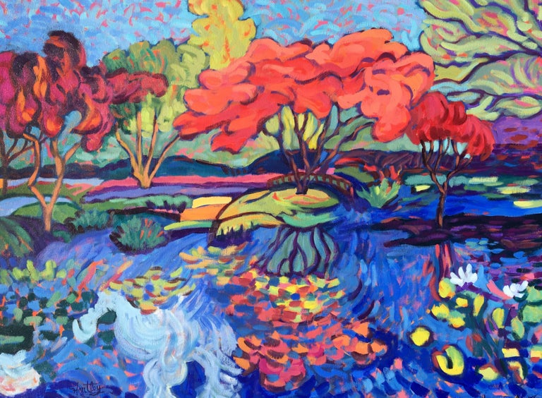 Claudia Hartley Abstract Painting - "Garden Reflections"