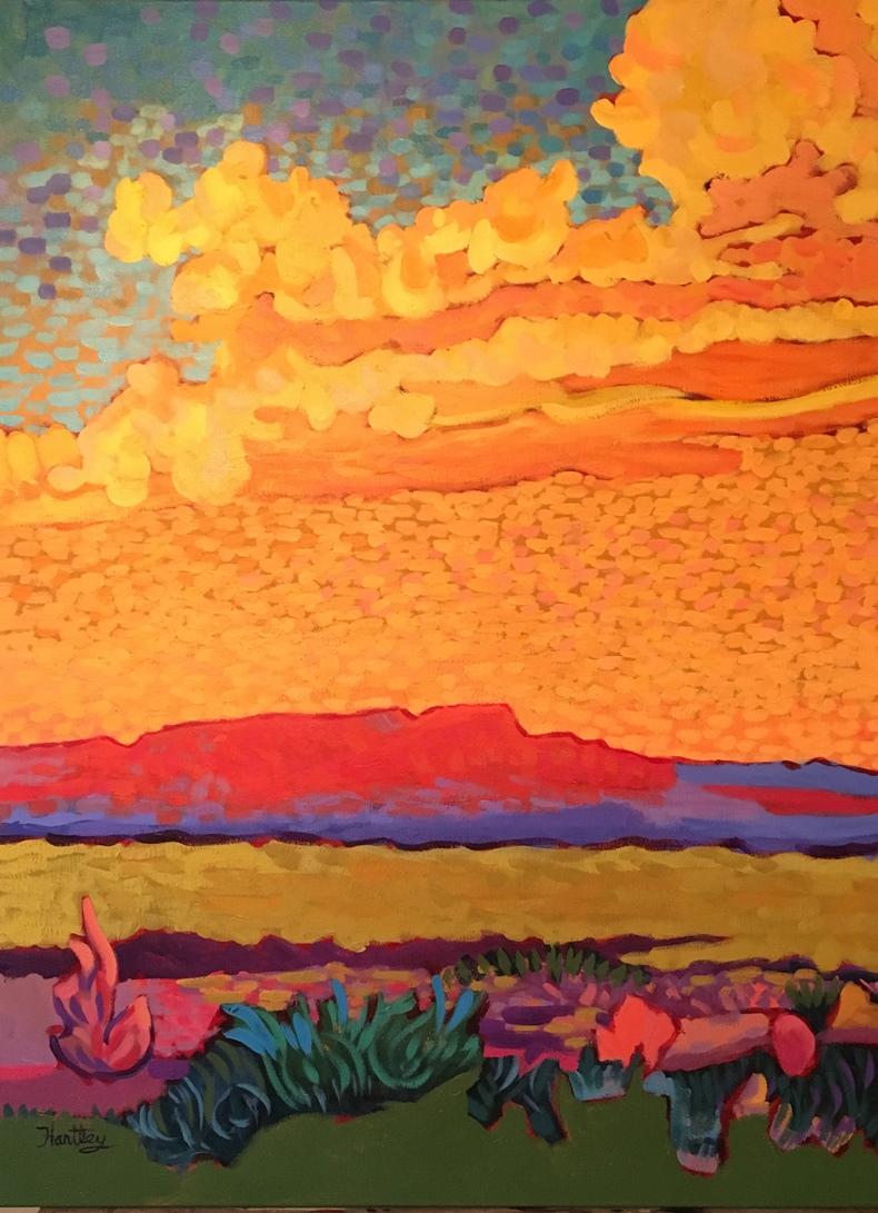 "Golden Sunset" - Painting by Claudia Hartley