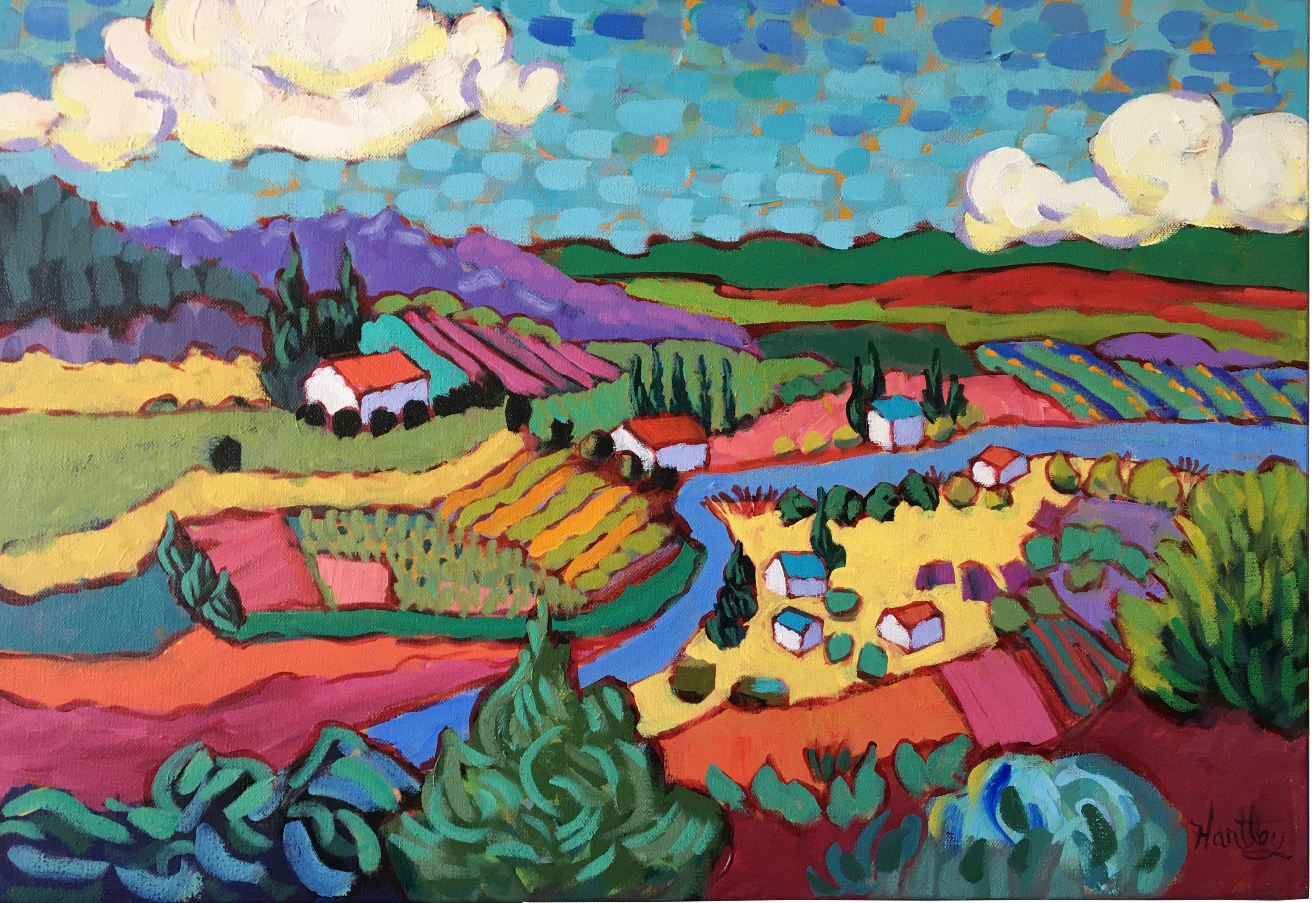 Claudia Hartley Landscape Painting - "Looking Down on the Valley"